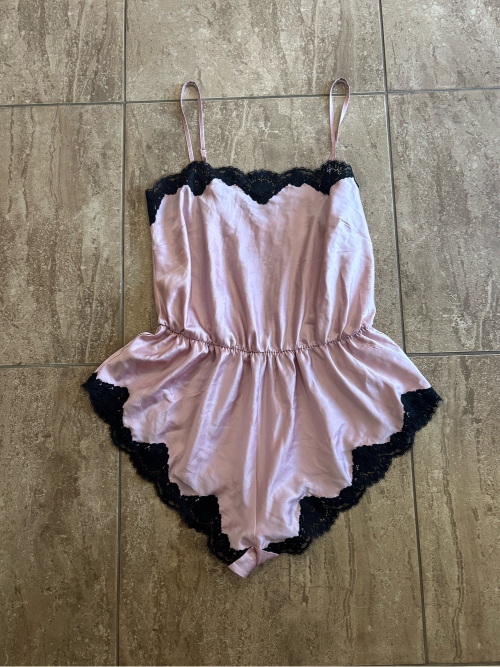 Victoria's Secret pink satin lace night playsuit/ romper lingerie